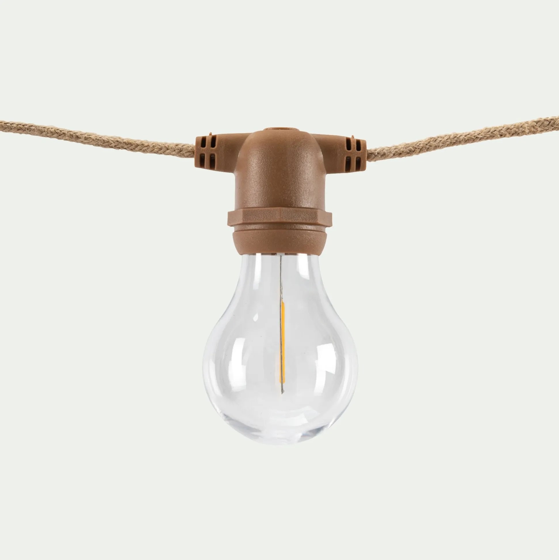 Guirlande lumineuse solaire en jute - naturel 8m