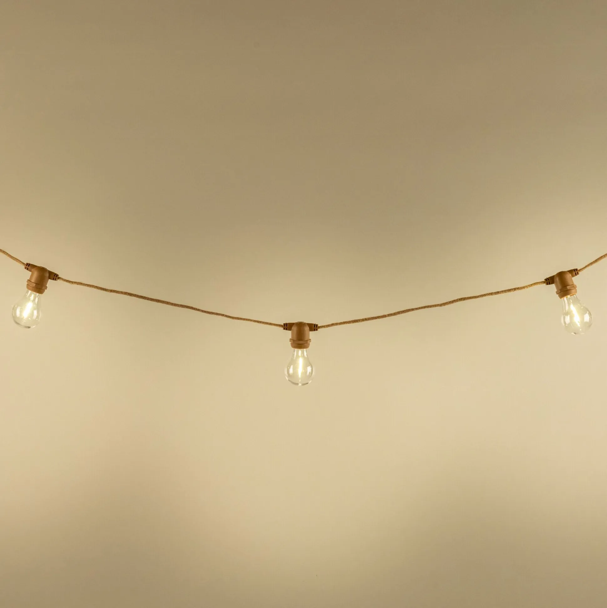 Guirlande lumineuse solaire en jute - naturel 8m