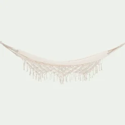 Hamac en coton avec finition en macramé - blanc ventoux