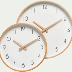 Horloge en bois de hêtre D26cm - naturel