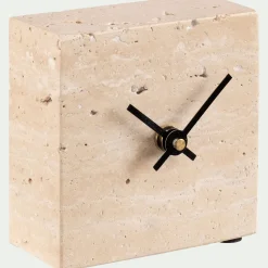 Horloge à poser en travertin L10xH10cm - naturel