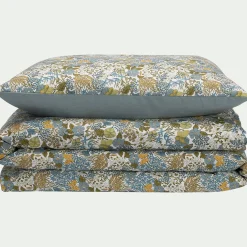 Housse de couette enfant 140x200cm et 1 taie d'oreiller 65x65cm en coton - motifs butine nuit