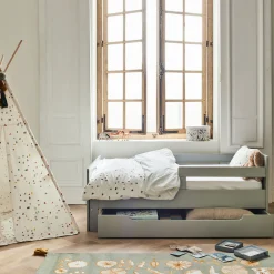 Housse de couette enfant 120x140cm et 1 taie d'oreiller 35x45cm - motifs cabanes