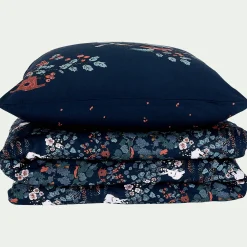 Housse de couette enfant 140x200cm et 1 taie d'oreiller 63x63cm - motifs bosquet nuit