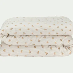 Housse de couette en lin et coton motif argan 240x220cm - jaune