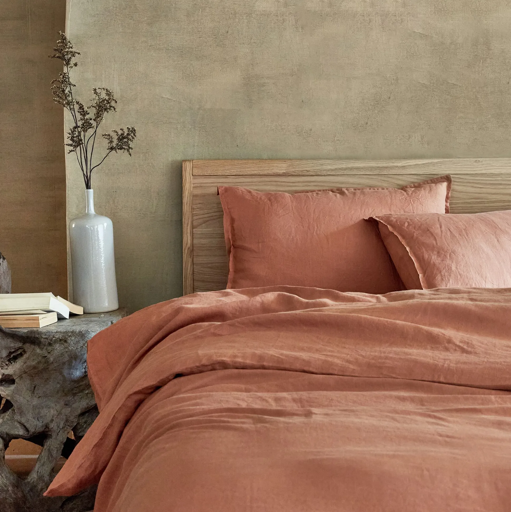 Housse de couette en lin lavé 240x220cm - marron rustrel