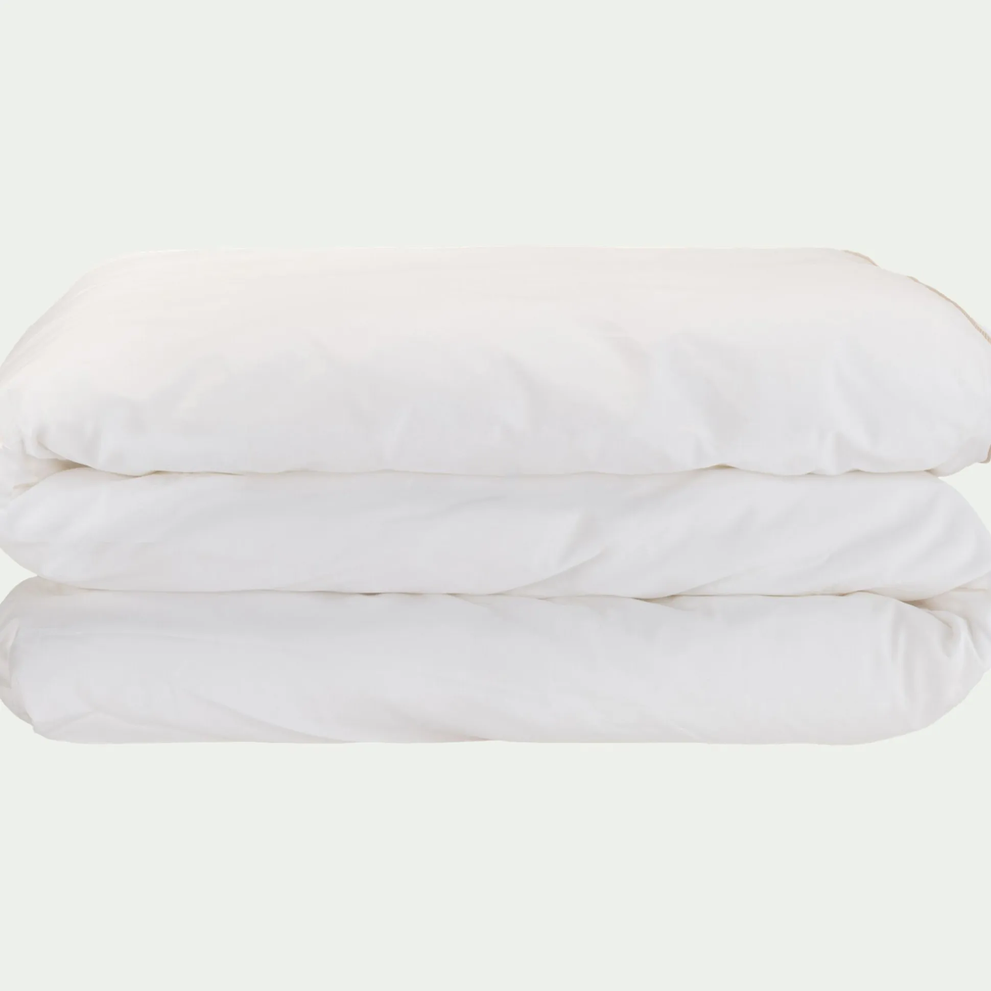 Housse de couette en percale de coton 260x240cm liseré tressé beige alpilles - blanc