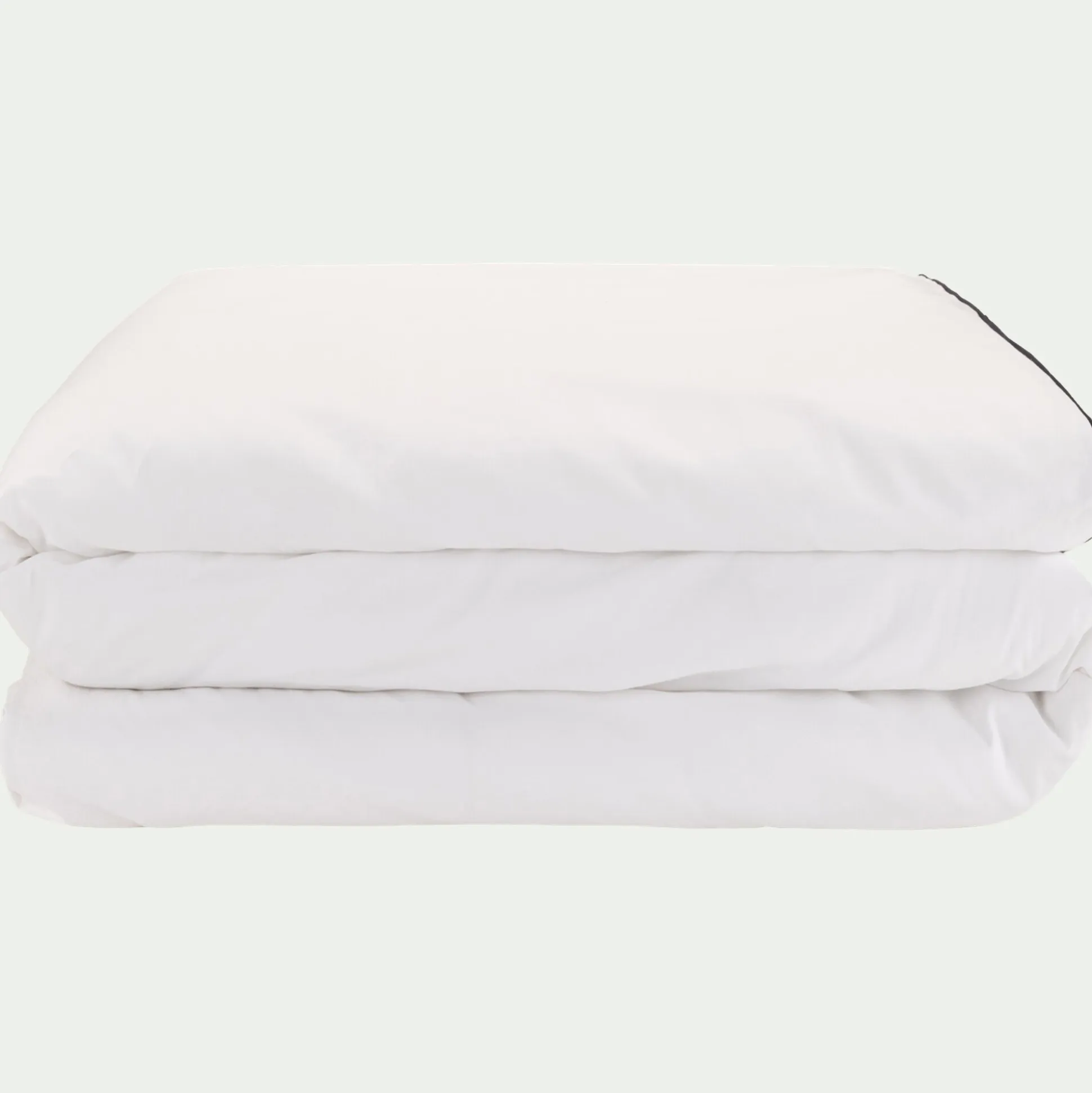 Housse de couette en percale de coton 260x240cm liseré tressé bleu calabrun - blanc