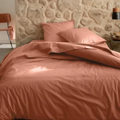 Housse de couette en percale de coton 240x220cm - brun rustrel