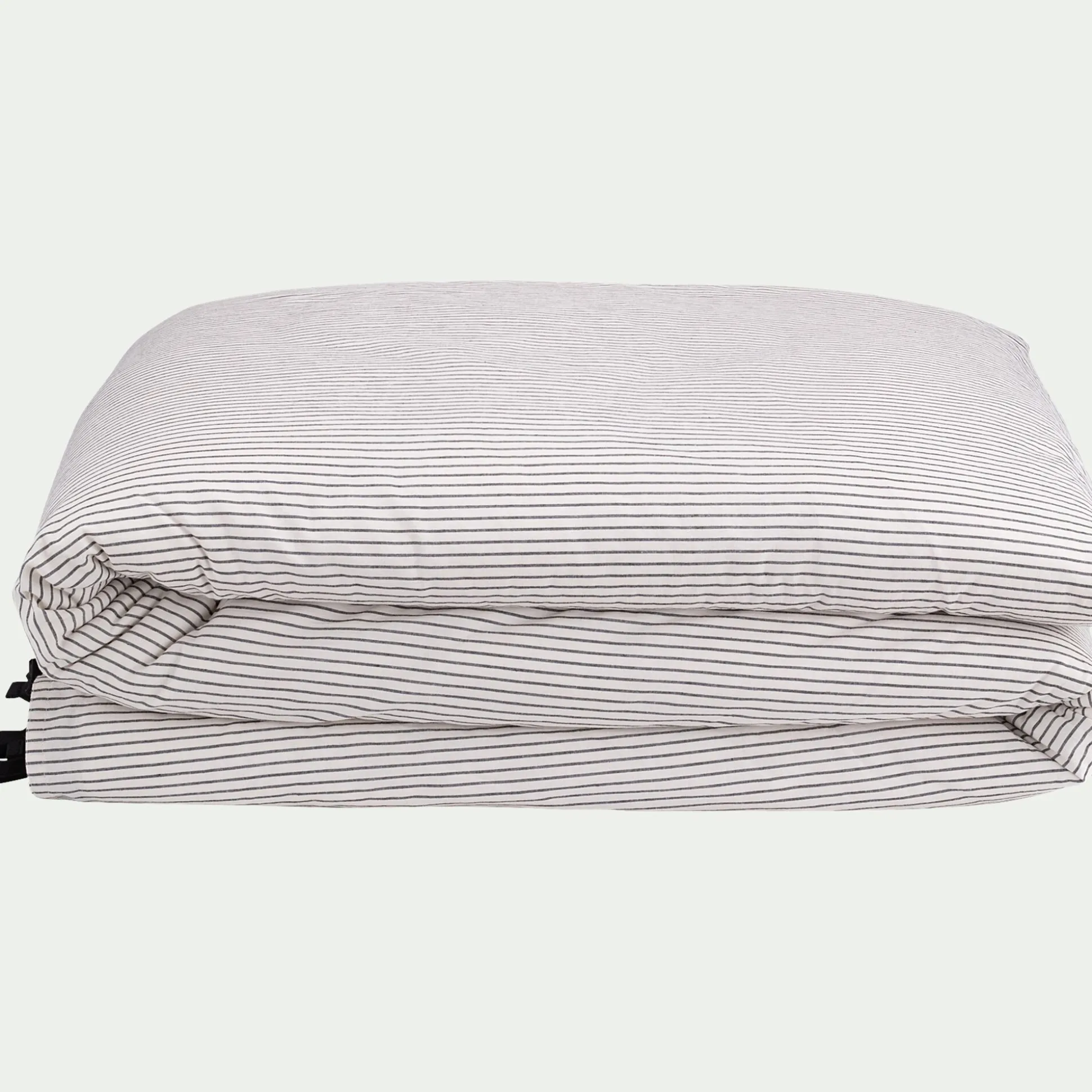 Housse de couette 240x220cm en coton lavé à motif rayures - blanc