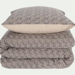 Housse de couette 260x240cm et 2 taies d'oreiller 63x63cm en coton et lin - motif amande