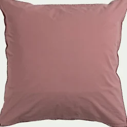 Housse de couette 260x240cm et 2 taies d'oreiller 63x63cm en coton lavé - rose