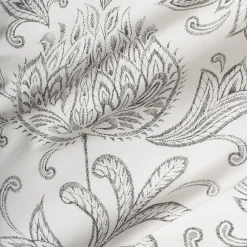 Housse de couette 240x220cm et 2 taies d'oreiller 63x63cm en percale de coton motif floral - blanc