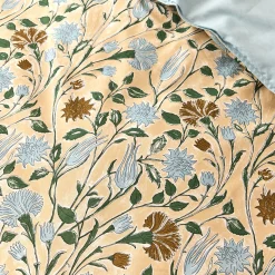 Housse de couette 240x220cm et 2 taies d'oreiller 63x63cm en percale de coton motif floral - bleu