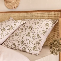 Housse de couette 240x220cm et 2 taies d'oreiller 63x63cm en coton motif baroque - blanc