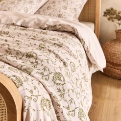 Housse de couette 240x220cm et 2 taies d'oreiller 63x63cm en coton motif baroque - blanc