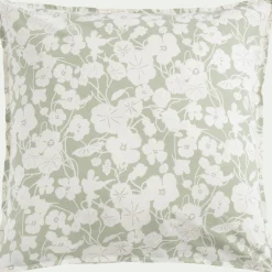 Housse de couette 240x220cm et 2 taies d'oreiller 63x63cm en coton motif floral - vert