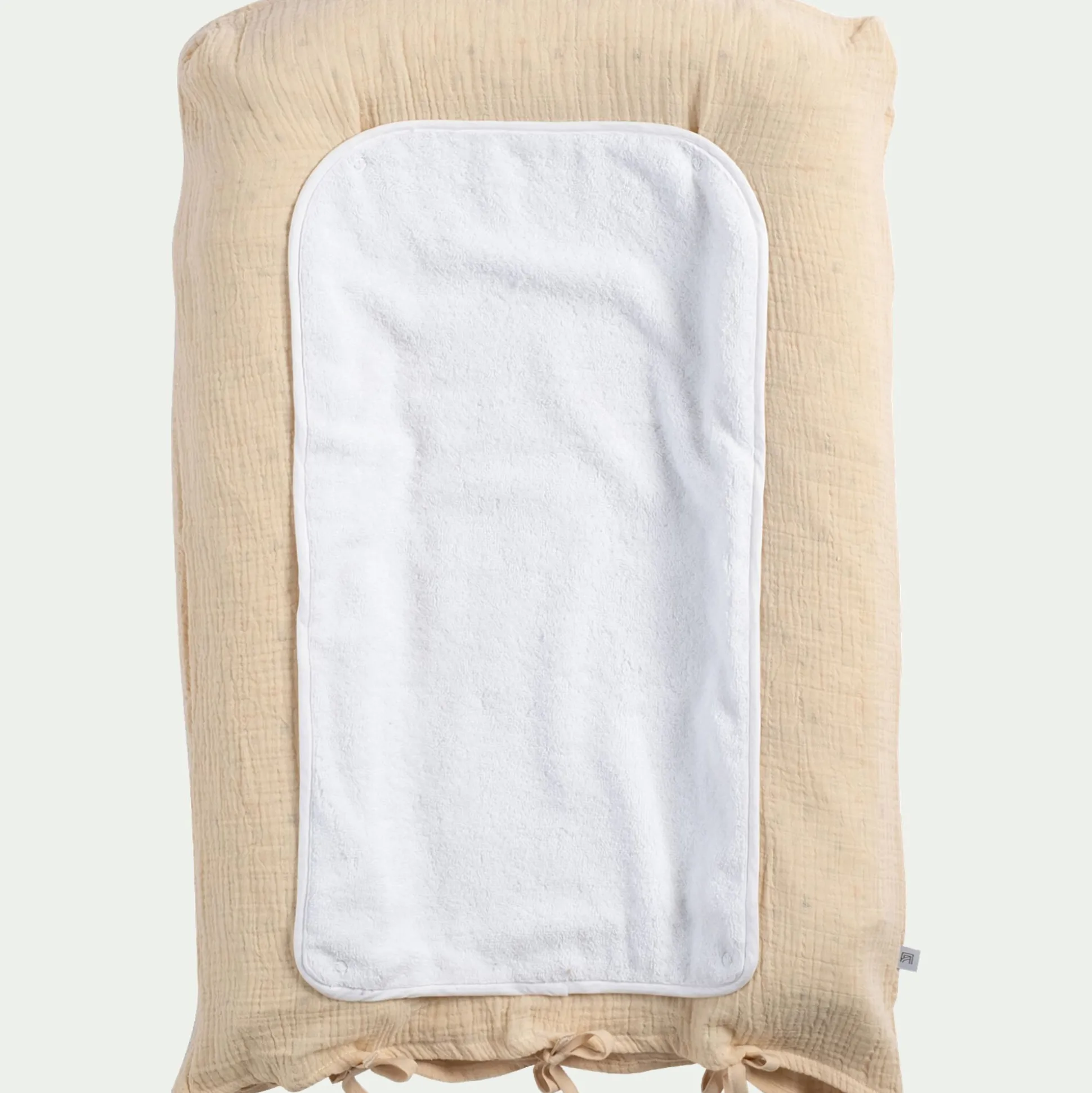 Housse de matelas à langer en gaze de coton bio 67x47cm - beige