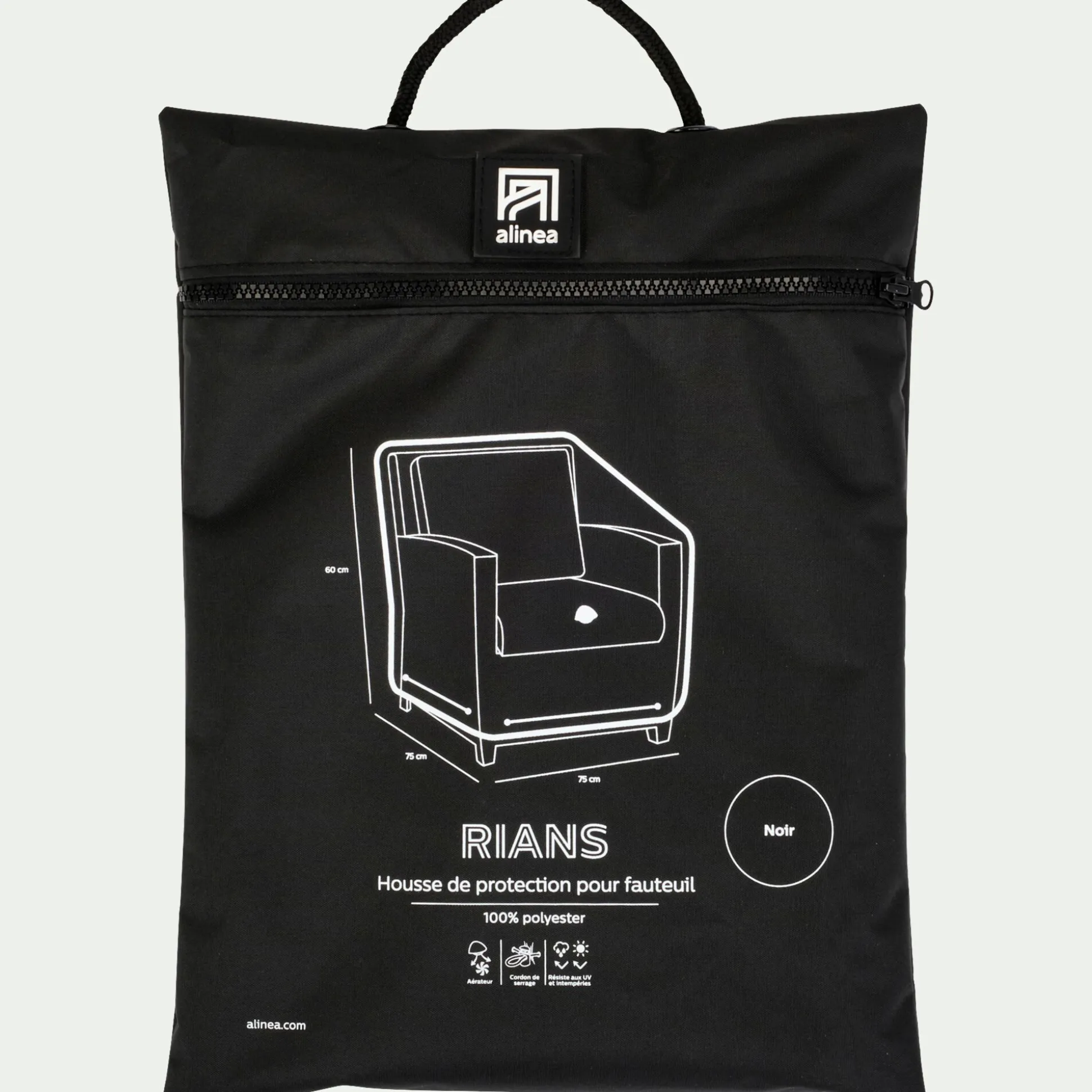 Housse de protection pour fauteuil de jardin (75x75xH60cm) - noir