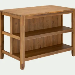 Ilot central de cuisine avec rangement en acacia L125cm - bois foncé