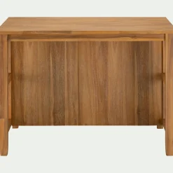 Ilot central de cuisine avec rangement en acacia L125cm - bois foncé