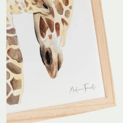 Image aquarelle encadrée famille de girafes - A4