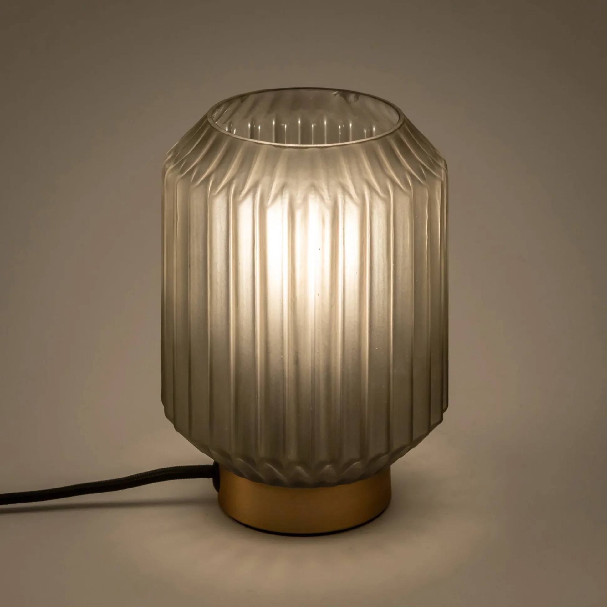 Lampe de table en verre et acier H17cm - gris
