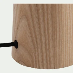 Lampe en bois clair et coton - noir