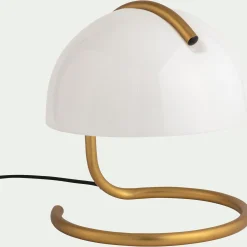 Lampe à poser design en acier et verre H25cm - blanc