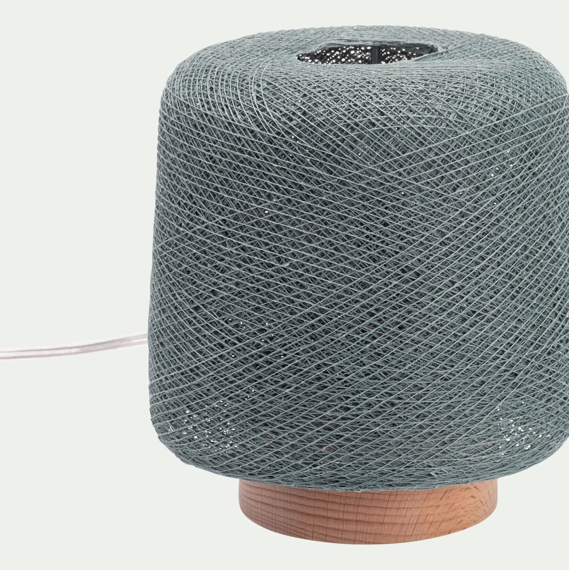 Lampe à poser en hêtre H16cm - vert de gris