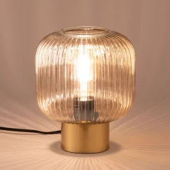 Lampe à poser en verre D20cm - marron ambré