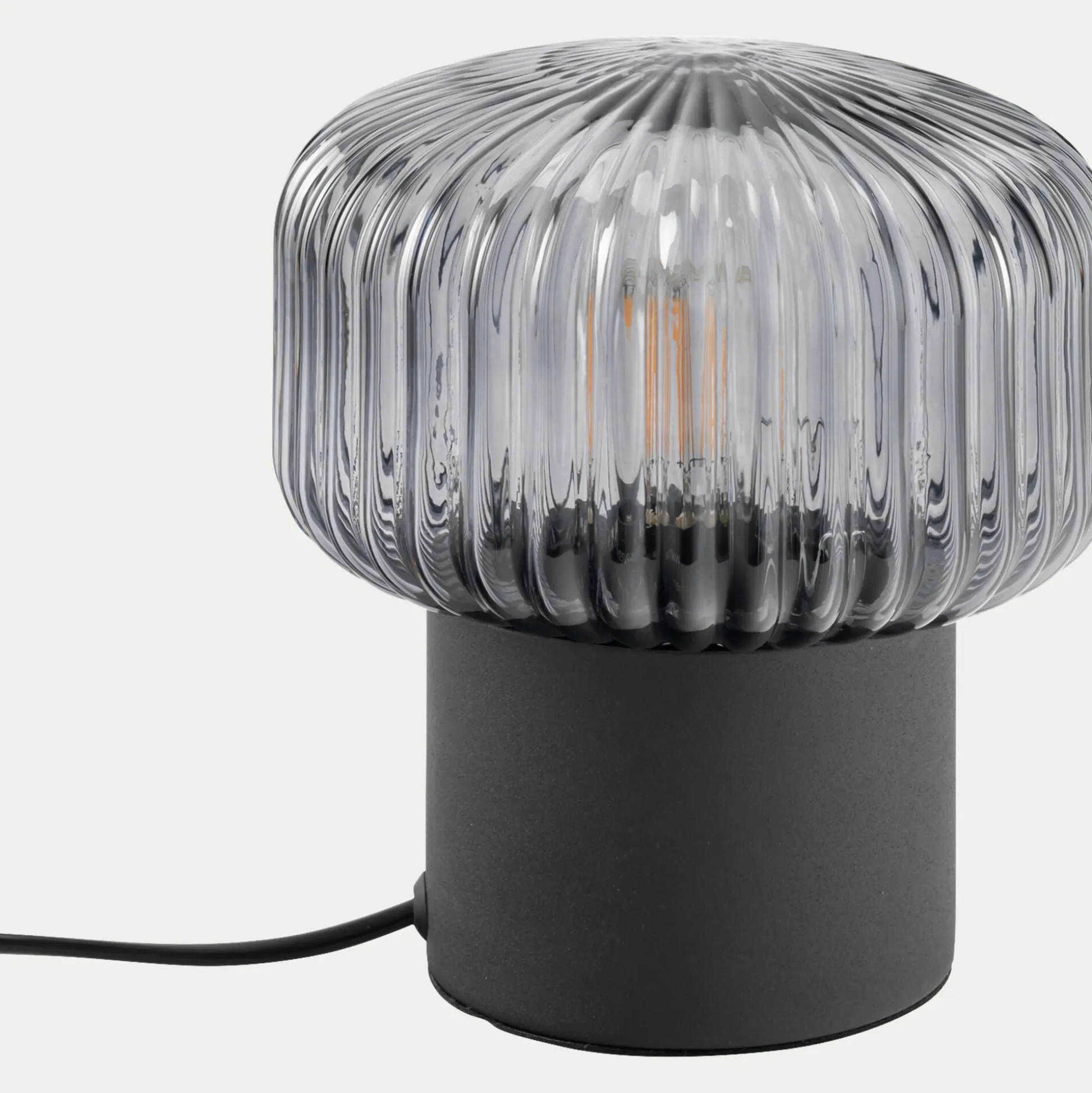 Lampe à poser en verre D16cm - noir