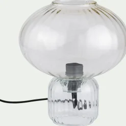 Lampe à poser en verre strié D27cm - transparent