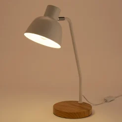 Lampe à poser électrifiée en bois et métal D41,5cm - blanc