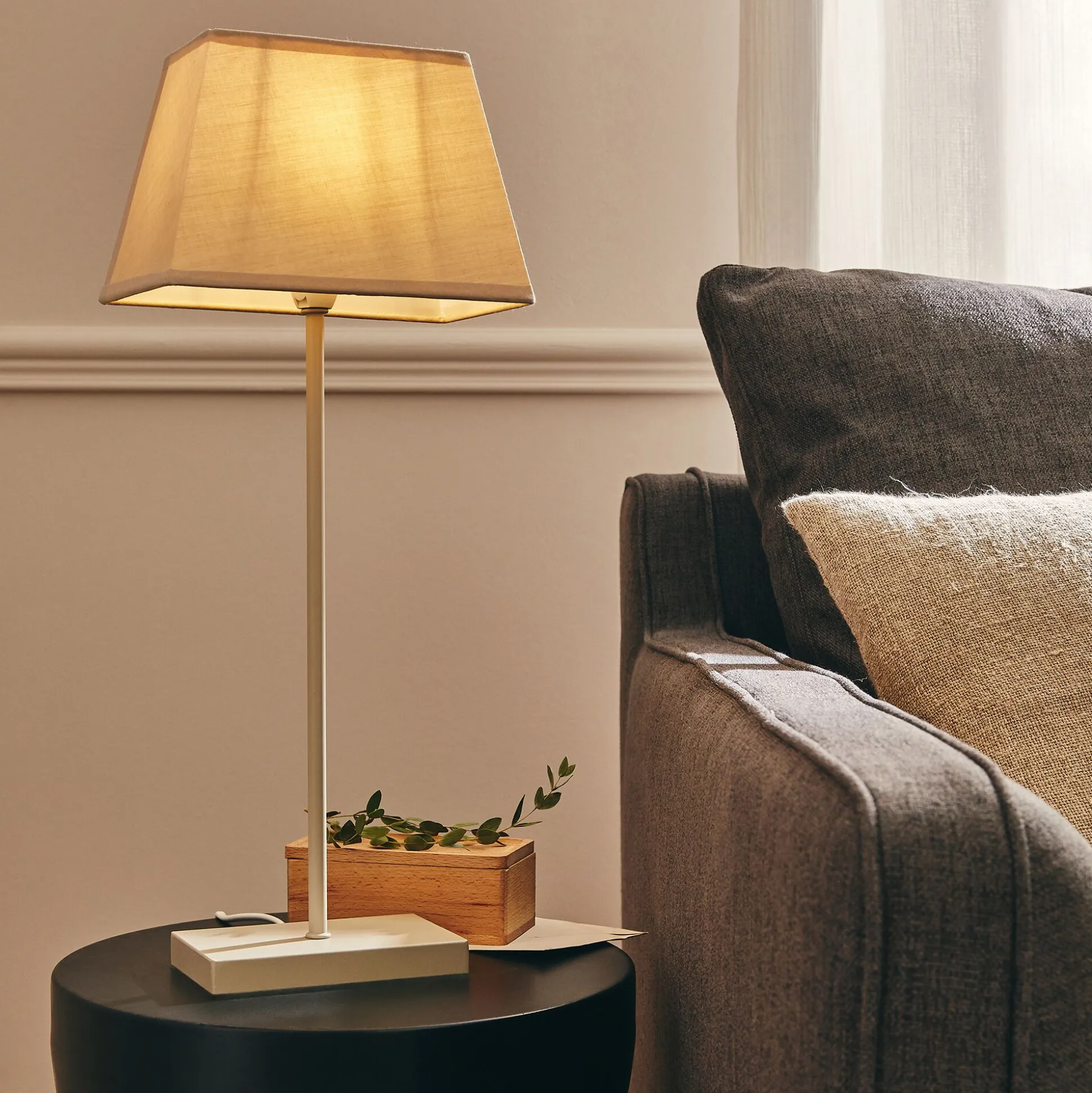 Lampe à poser électrifiée en coton H47cm - beige alpilles