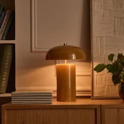 Lampe à poser électrifiée en porcelaine D23,2cm - jaune