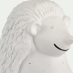Lampe à poser électrifiée forme hérisson en porcelaine H19,8cm - blanc
