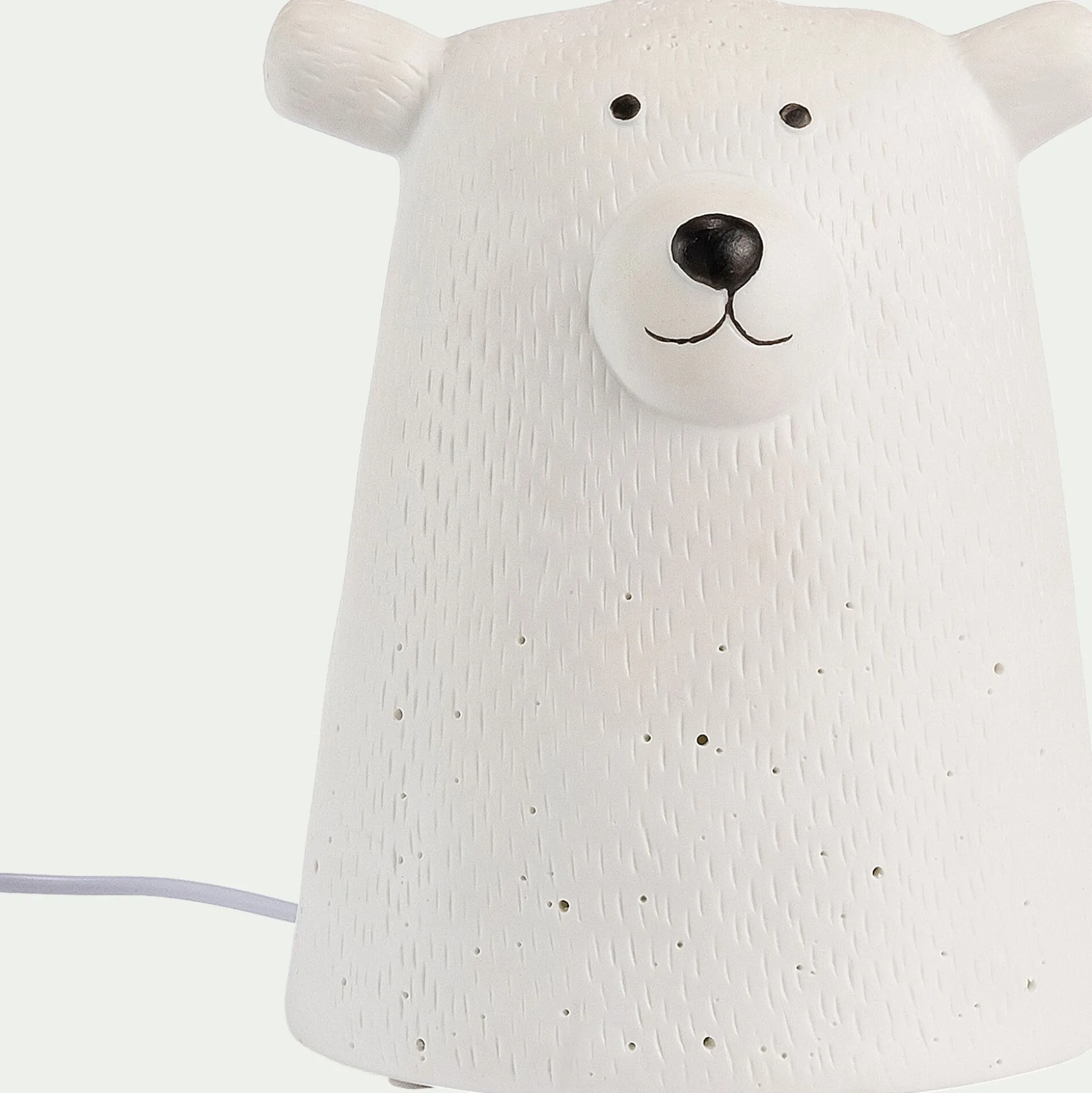 Lampe à poser électrifiée forme ours en porcelaine H16,2cm - blanc