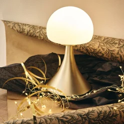 Lampe tactile en métal et verre D14,6xH26cm - doré