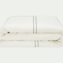 Linge de lit brodé en coton lavé - blanc ventoux