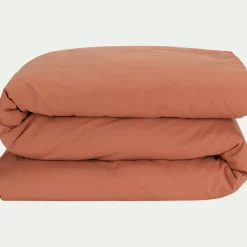 Linge de lit uni en coton - brun rustrel