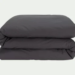 Linge de lit uni en coton - gris ardoise
