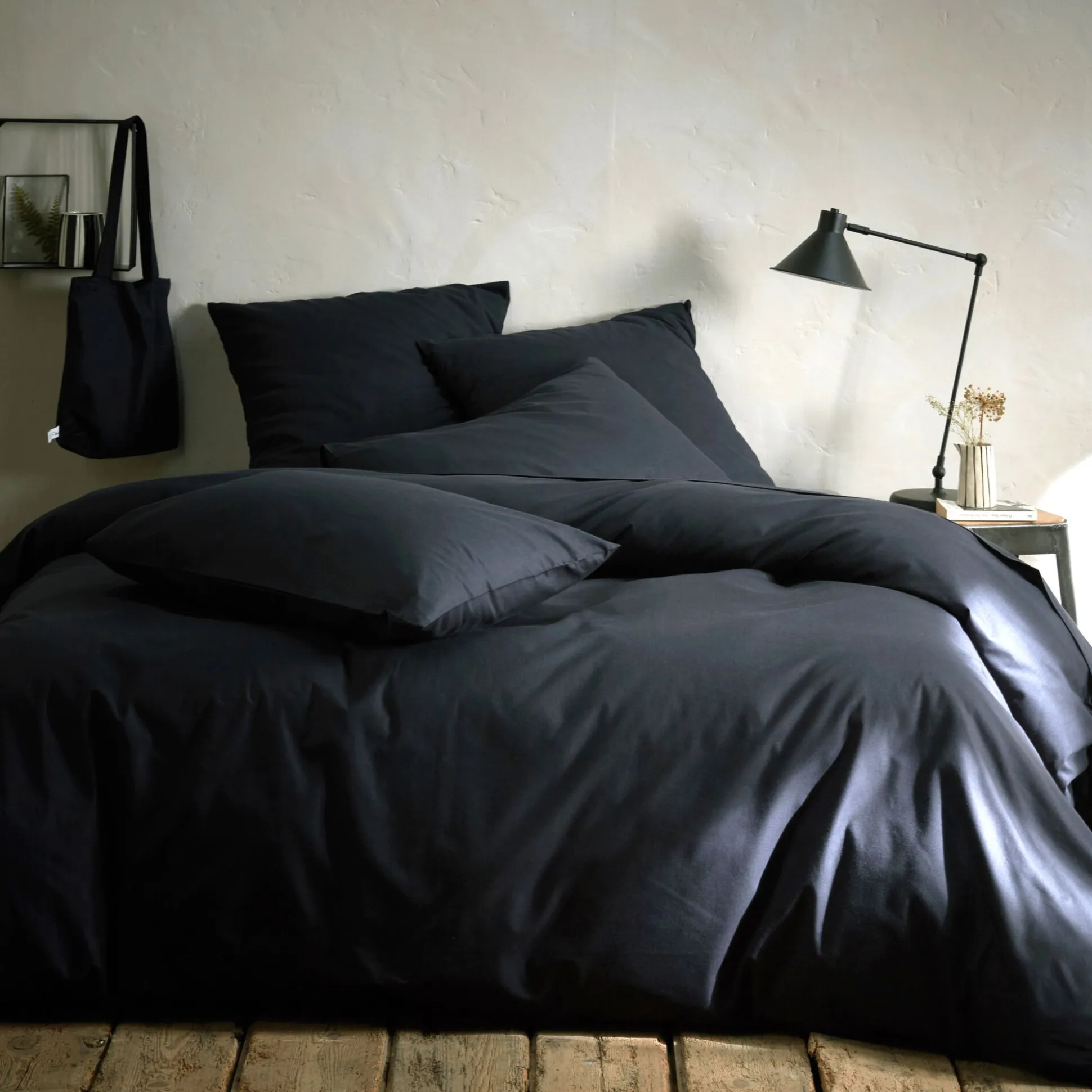 Linge de lit uni en coton - gris calabrun
