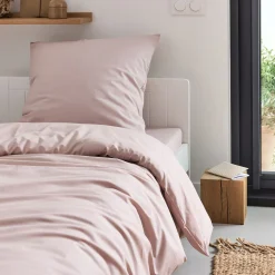 Linge de lit uni en coton - rose rosa