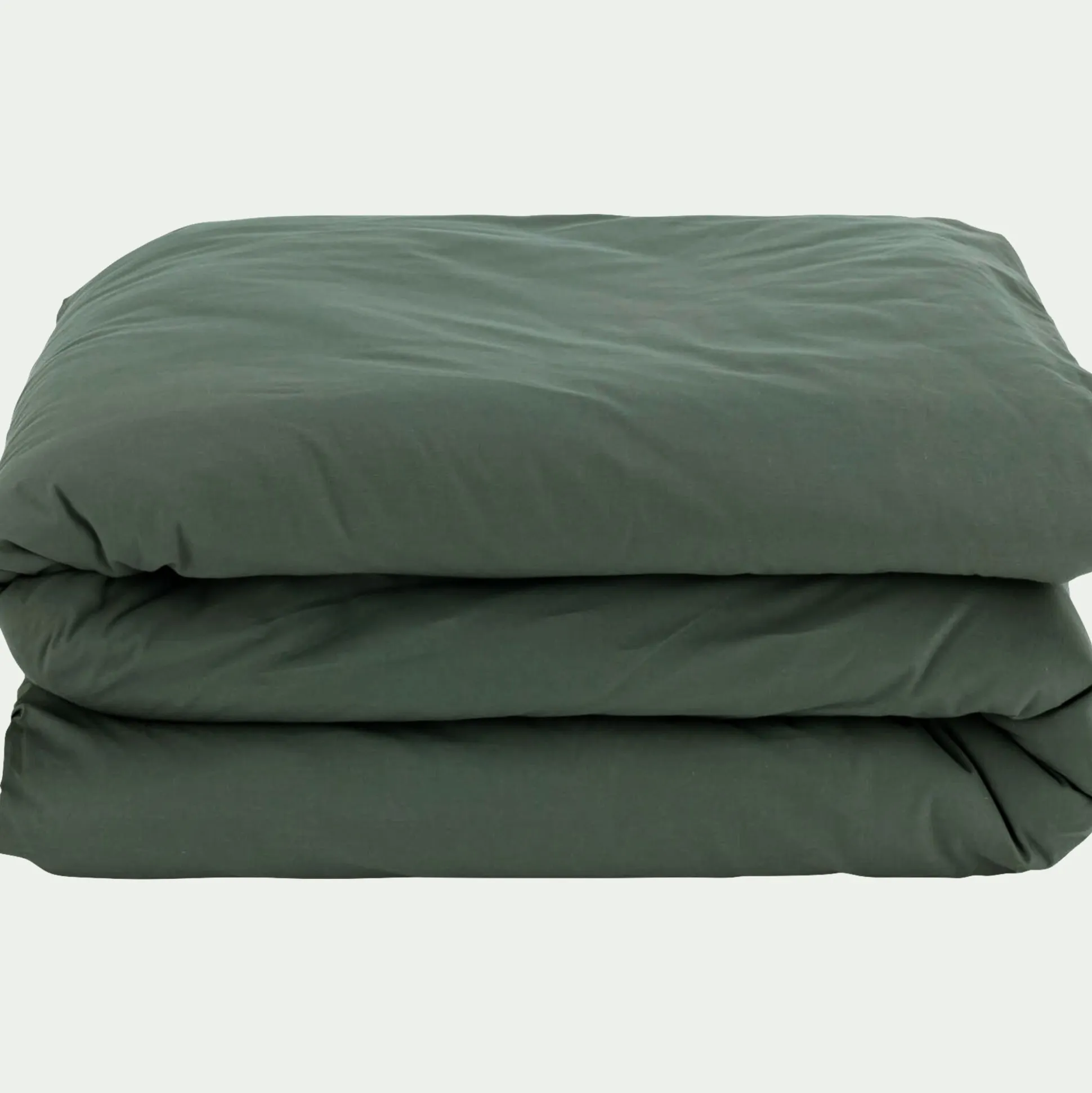 Linge de lit uni en coton - vert cèdre