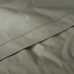 Linge de lit uni en coton - vert cèdre
