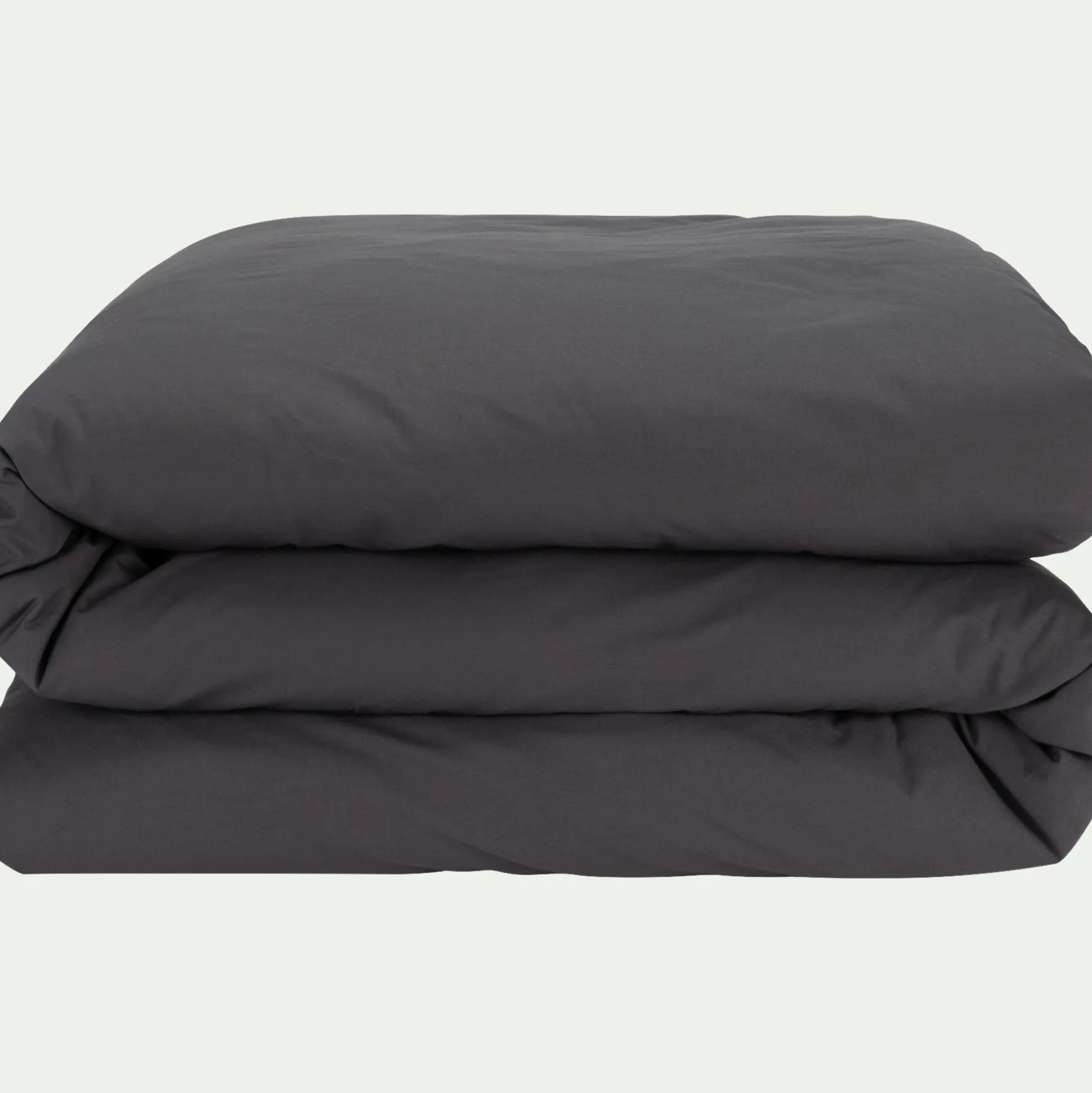 Linge de lit uni en percale de coton - gris ardoise