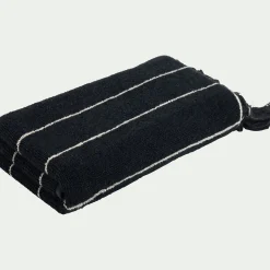 Linge de toilette rayé en coton - noir