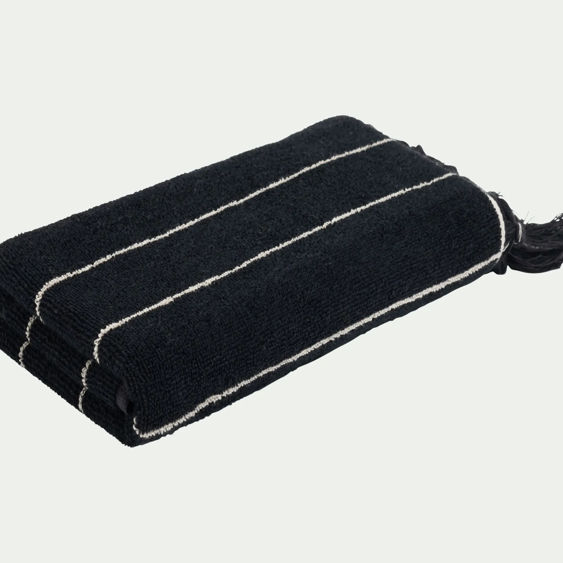 Linge de toilette rayé en coton - noir
