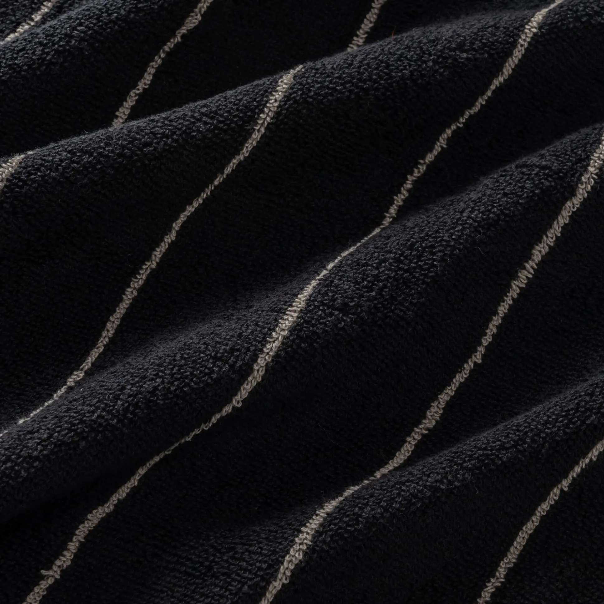 Linge de toilette rayé en coton - noir